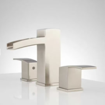 New Brushed Nickel Morata Widespread Waterfall Overflow Bathroom Faucet ... - £188.82 GBP