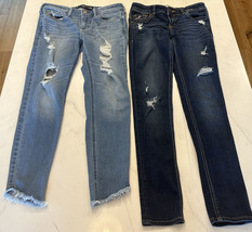 Hollister Jeans Juniors Sz 3 &amp; 3S  Distressed And Cropped Jeans Lot Of 2 - £15.84 GBP