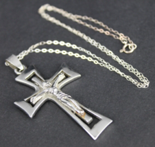 sterling silver crucifix necklace pendant 925 vintage estate sale - £36.76 GBP