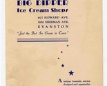 Big Dipper Ice Cream Shops Menu Evanston Illinois 1940&#39;s Sundaes Malts  - $57.42