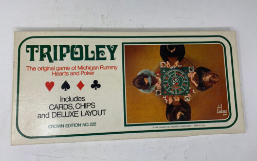 Vintage 1969 Tripoley Card Game Crown Edition No 225 Michigan Rummy Complete - $18.99