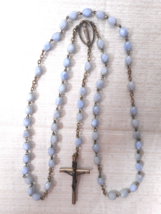 Crucifix Cross Catholic Rosary 16&quot; Italy Blue Beaded Decades Metal Chain... - $19.99