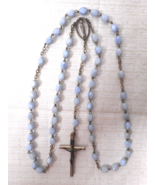 Crucifix Cross Catholic Rosary 16&quot; Italy Blue Beaded Decades Metal Chain... - £15.68 GBP