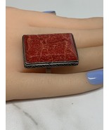 Vintage large statement ring 925 Sterling silver huge Sponge Coral archi... - $97.80 CAD