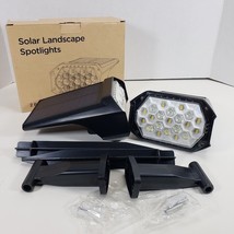 LED Solar Landscape Spotlights IP67 Waterproof 2 Pack Solar Powered Black NEW - $24.30