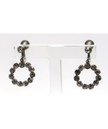 Vintage Clear White Rhinestone Prong Setting Hoop Circle Screwback Earrings - $19.99