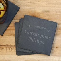 Set of 4 Personalized 4x4 Square Slate Coasters - £11.94 GBP
