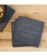 Set of 4 Personalized 4x4 Square Slate Coasters - £11.77 GBP