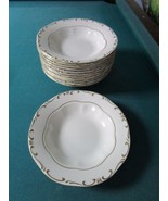 &quot;Zsolnay Pecs&quot; Hungary 6 Soup Bowls Plates White Cream/Gold Accent 1960s  - $426.82 CAD