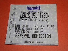 Mike Tyson VS Lennox Lewis Ticket Stub 2002 Harrahs Closed Circuit Viewing * - £15.97 GBP