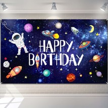 Outer Space Happy Birthday Photography Background Astronaut Rocket Backdrop Bann - £13.87 GBP