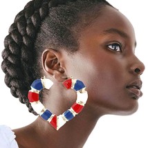 Red White Blue Heart Bamboo Hoops - $39.49