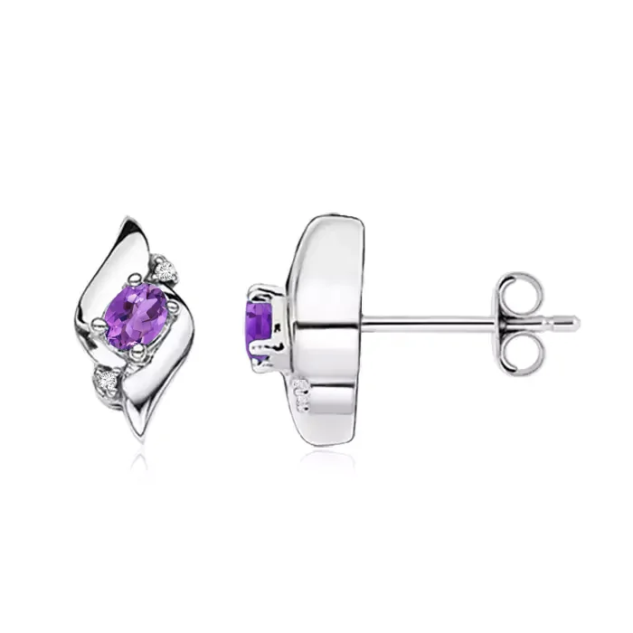 ANGARA 0.28 Ct Natural Amethyst Diamond Shell Stud Earrings for Women in... - $99.00