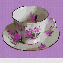 Pepita Needlepoint Canvas: Teacup Lavender, 7&quot; x 7&quot; - $50.00+