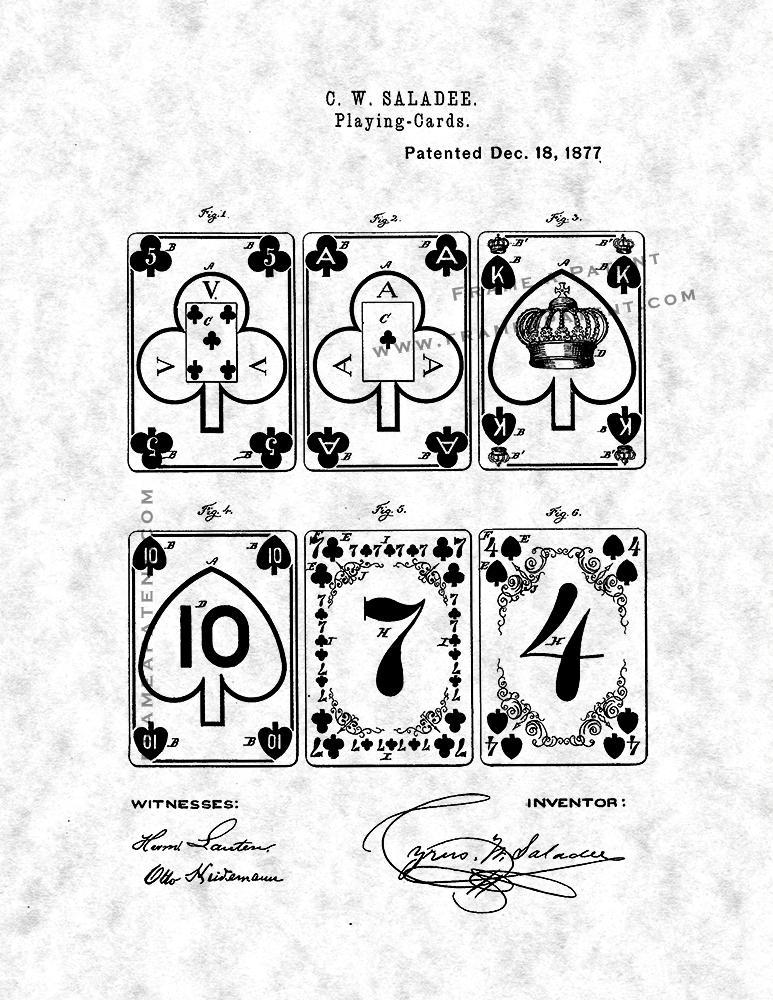 Playing Cards Patent Print - Gunmetal