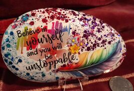 Believe In Yourself Unstoppable Motivational Rock Paperweight Desk Decor... - $15.95