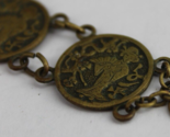 vintage antique asian 7 1/4&quot; bracelet BRASS disk GEISHA link ESTATE SALE - $36.45