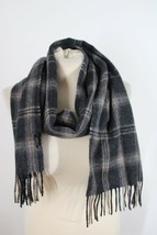 Marcus Adler Gray Check Plaid Wool Cashmere Unisex Scarf Muffler 10.75x65&quot; - $20.90