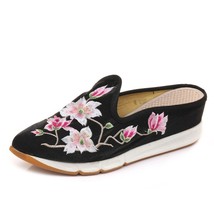 Pointed Toe Women Shiny Cotton Flat Platform Slippers Chinese Embroidered Ladies - £28.51 GBP
