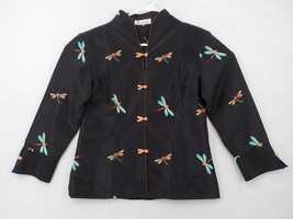 Feng Fen Womens Oriental Dress Jacket Sz Xl Fully Lined Black Embroidered Dragon - £24.04 GBP