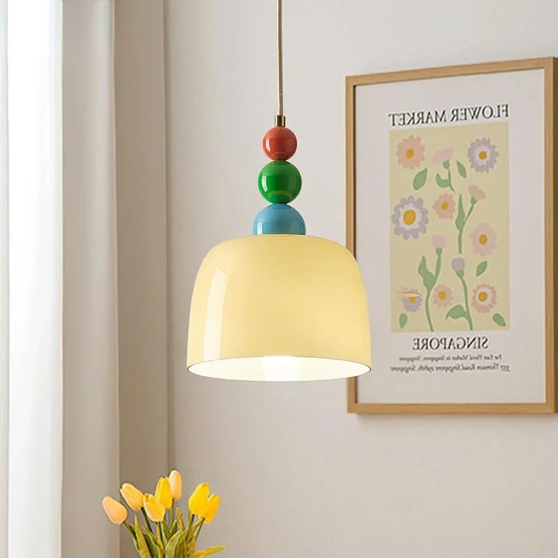 Modern Glass Pendant Light Minimalist LED Beige Cream Style Interior Decorative - £168.18 GBP+