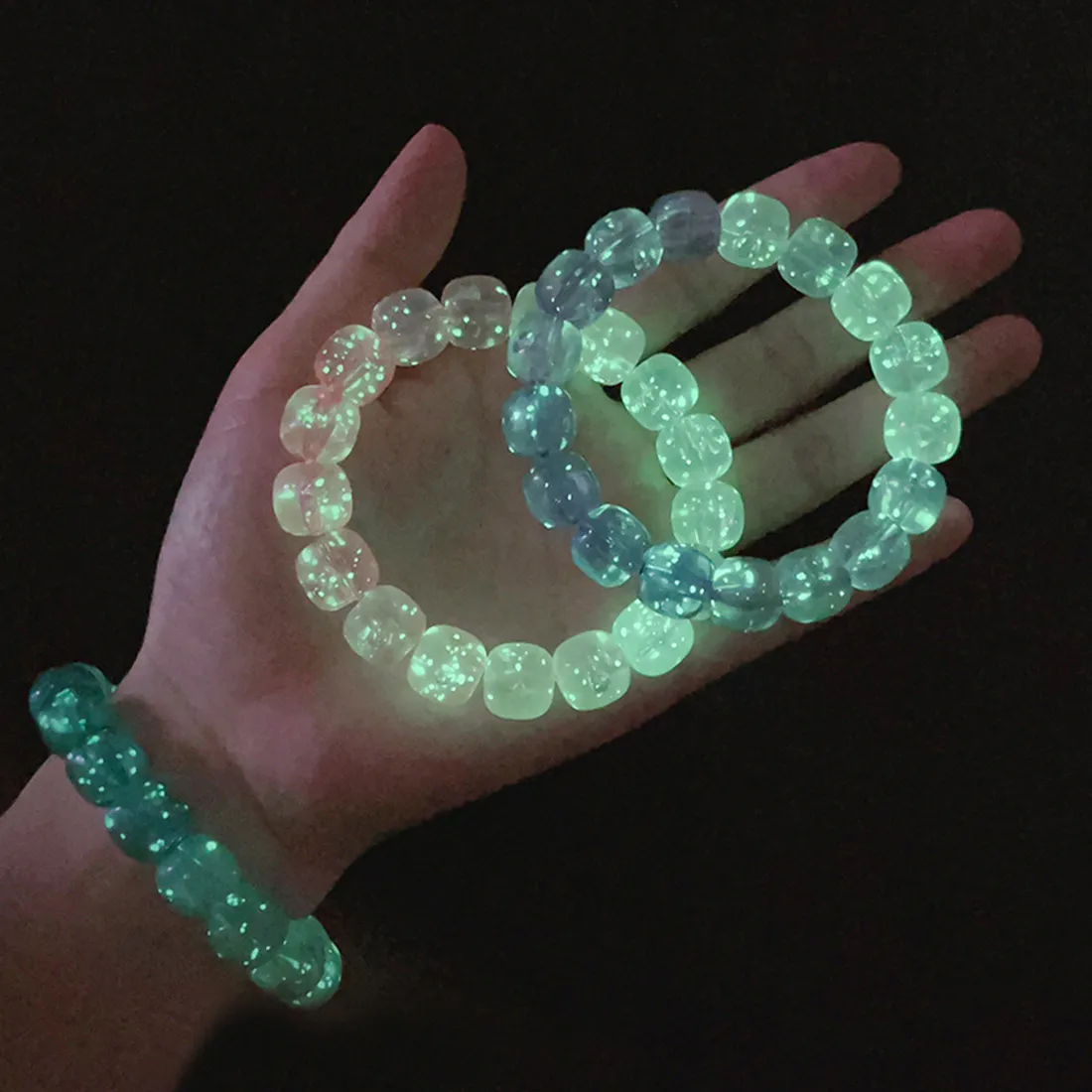 Luminous Bracelets For Women Men Fluorescent Natural Stone Bracelet Night Light - £6.20 GBP+