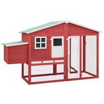  Chicken Coop Red and White Solid fir wood, Plywood, Galvanized steel - $555.27 CAD