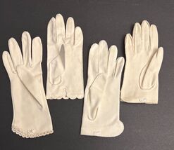 Hand-Sewn Vintage Single Gloves Wrist Length 1950s Set of 4 with Scallop... - $13.83