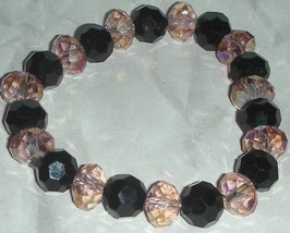 Black and Pink Crystal Bracelet - £6.28 GBP