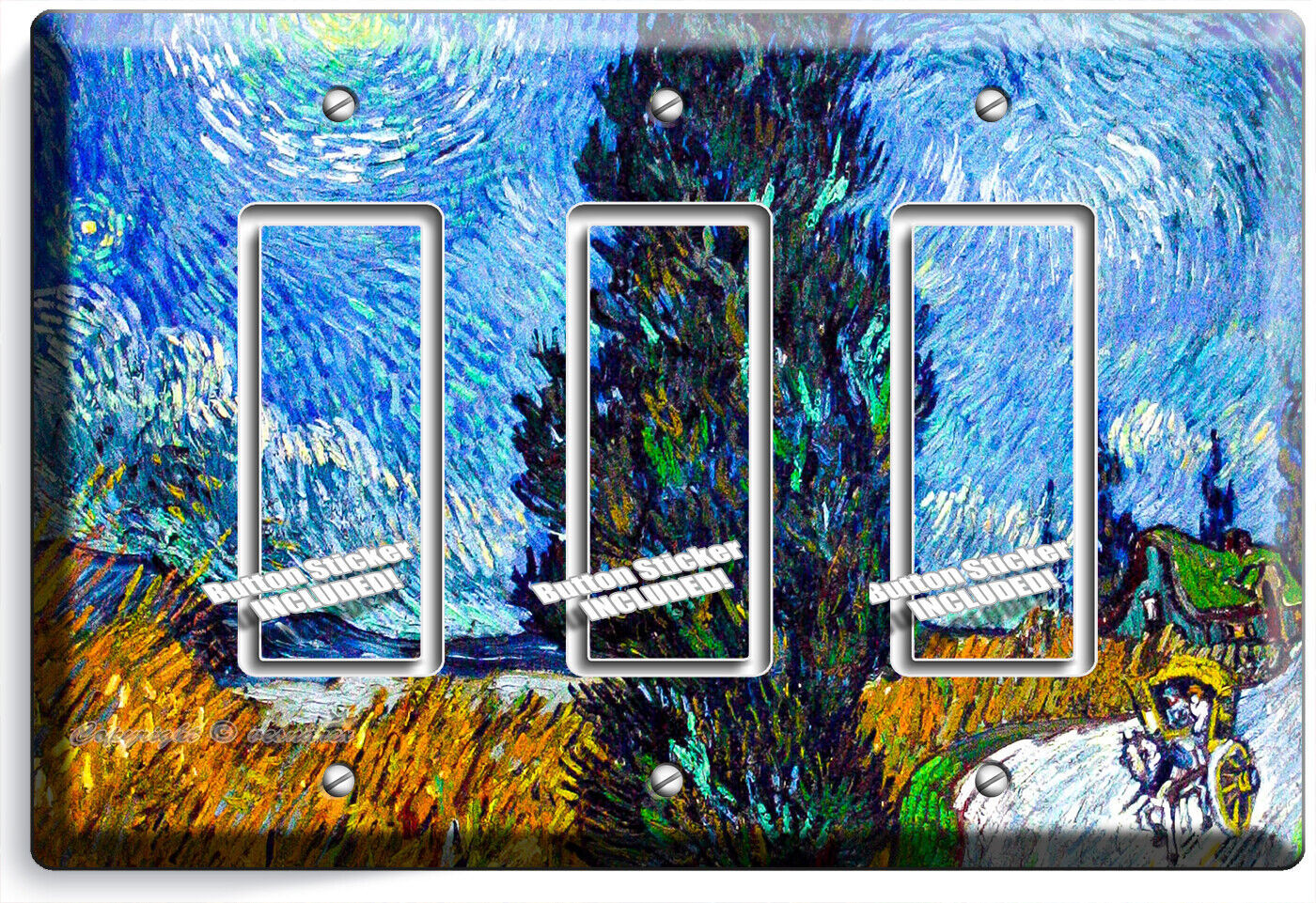 VAN GOGH PROVIDENCE COUNTRY ROAD BY NIGHT LIGHTSWITCH OUTLET WALL PLATE ROOM ART Item image 8
