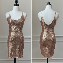 Fashion Nova Rose Gold Copper Sequin BodyCon Mini Dress M - $404.66 MXN
