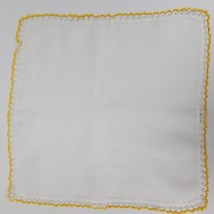 Vintage Tatted Edge Dresser Doily 11x11 Inch White Yellow - $13.10