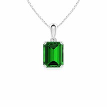 ANGARA Lab-Grown Emerald Solitaire Pendant Necklace in Silver (9x7mm,2.25 Ct) - £624.89 GBP