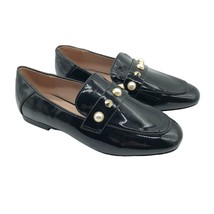 Nordstrom Girls Faye Loafer Shoes Patent Faux Leather Studded Pearl Black 1 - $19.24