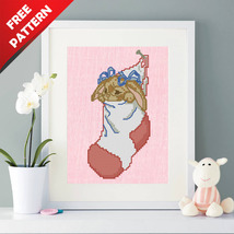 Bunny in a Sock Nursery Free cross stitch PDF pattern - $0.00