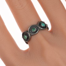 sz8 30&#39;s-40&#39;s Zuni snake eye turquoise silver shadowbox ring - £75.08 GBP