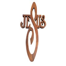 Jesus Name Plaque Wood Cut Out Religious Wall Art 2.5x11.5 Christian Decor - $25.17 CAD