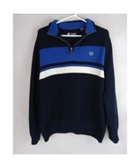 Chaps Men&#39;s Black &amp; Blue 1/4 Zip Pullover Sweater Size XL 100% Cotton - $18.80