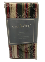 Villager Napkins Liz Claiborne Damask Floral Stripe Christmas 19x19 in Set of 4 - £11.81 GBP