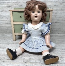 ATQ All Composition Doll Wigged Blue Tin Eyes Open Mouth Period Attire 18”H - £44.03 GBP