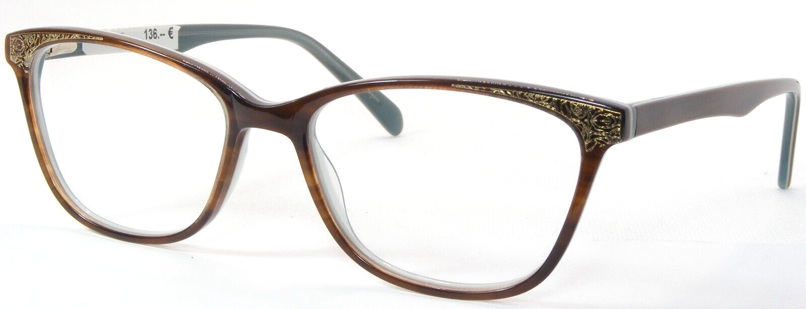 OU 95.466.01 Marrón / Oro/ Blanco/ Luz Verde Azulado Raro Gafas 51-17-144mm - $95.64