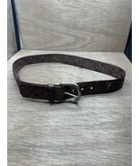 Fossil Brown Leather Embellished Women’s Belt Painted Medium Bohemian Style - $27.08 CAD