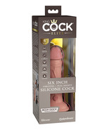 King Cock Elite 6&quot; Dual Density Vibrating Silicone Cock - Light - £64.01 GBP