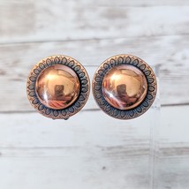 Vintage Clip On Earrings Large Copper Tone Domed Circle - £11.78 GBP