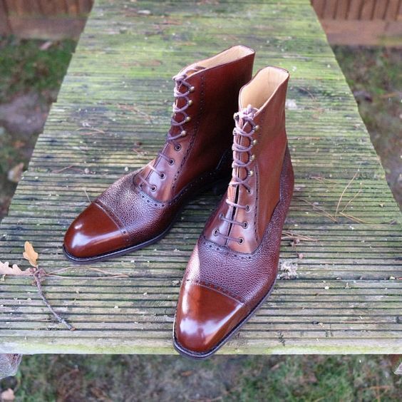 NEW New Handmade Pure Leather High Ankle Brown Leather Boot For Men's
