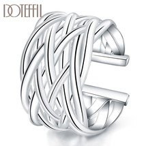 925 Sterling Silver Open Weaving Ring Retro For Women Fashion Wedding Engagement - £9.53 GBP