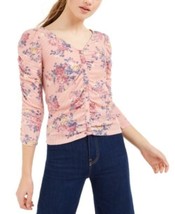 MSRP $29 Crave Fame Juniors&#39; Ruched Floral Top Size Medium - £5.69 GBP