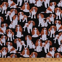 Cotton Dogs Cavalier King Charles Spaniels Animals Pets Fabric Print BTY D754.05 - £23.96 GBP
