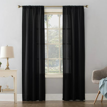 Mainstays Textured Solid Rod Pocket Single Curtain Panel, 38&quot; x 84&quot;, Black - £7.98 GBP