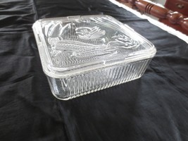 Vtg. Federal Glass Large Vegetable Refrigerator Storage Dish w/Lid - 8.5&quot; X 8.5&quot; - £16.02 GBP